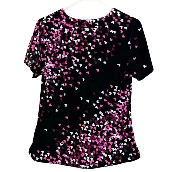 Premier by Healing Hands Women's XS Heart Print V-Neck Scrub Top Multico… - Picture 2 of 3